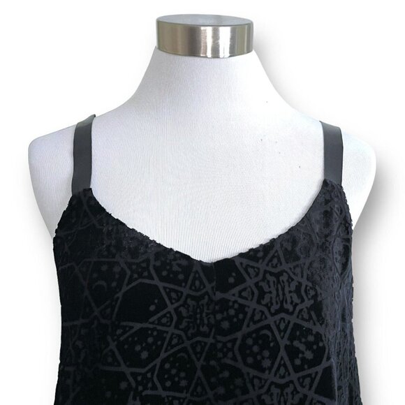 Twelfth Street by Cynthia Vincent Top Sz P Black Silk Velvet Burnout & Leather - Picture 4 of 9